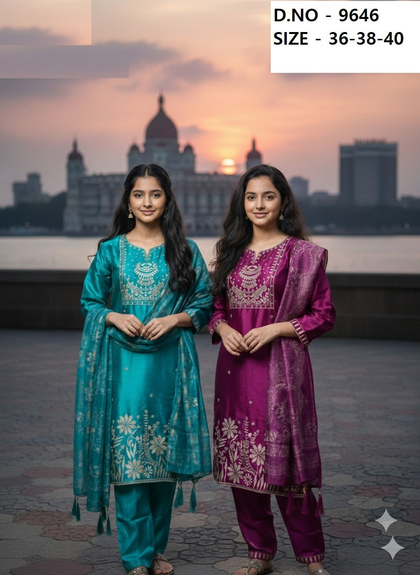 Roman Glass Kurti Set 9646
