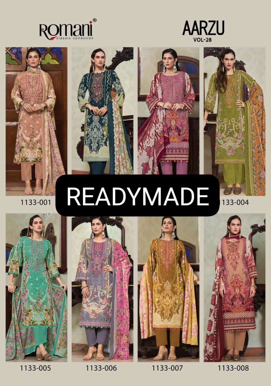 Romani Aarzu Vol 28 Cotton Embroidered Readymade Pakistani Suit Set - Amrah Wholesale