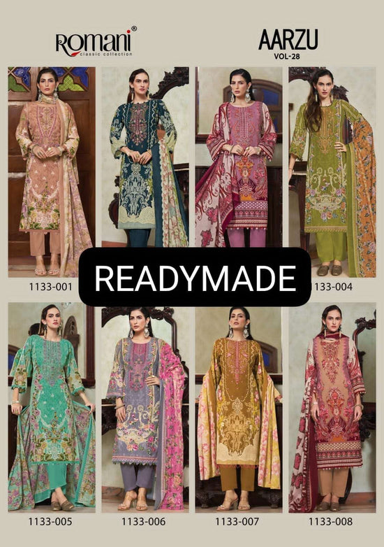 Romani Aarzu Vol 28 Cotton Embroidered Readymade Pakistani Suit Set - Amrah Wholesale