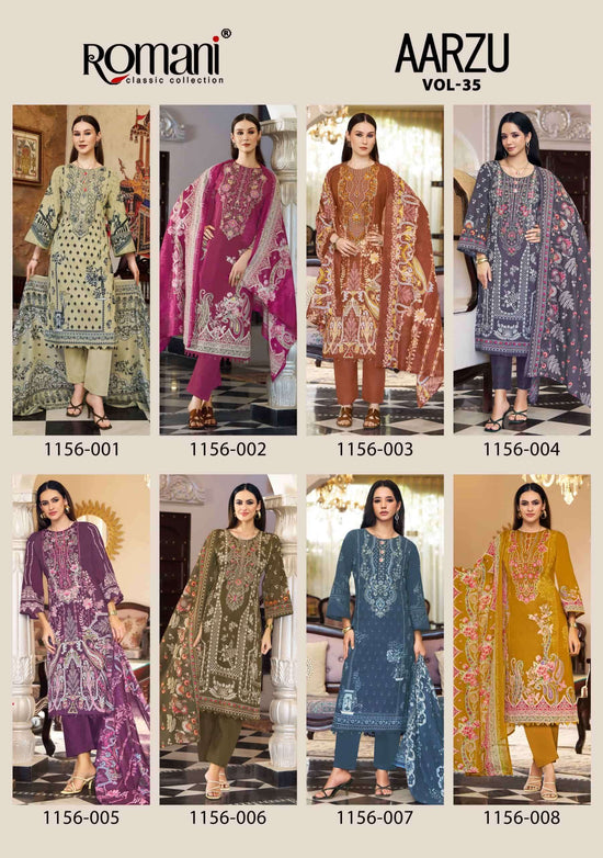 Romani Aarzu Vol 35 Soft Cotton Digital Printed Embroidered Dress Material
