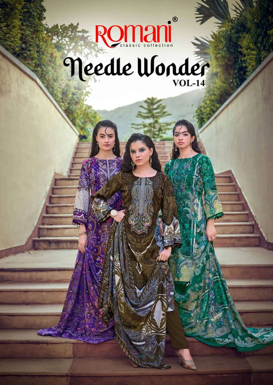 Romani Needle Wonder Vol 14 Premium Soft Cotton Dress Material - Amrah Wholesale