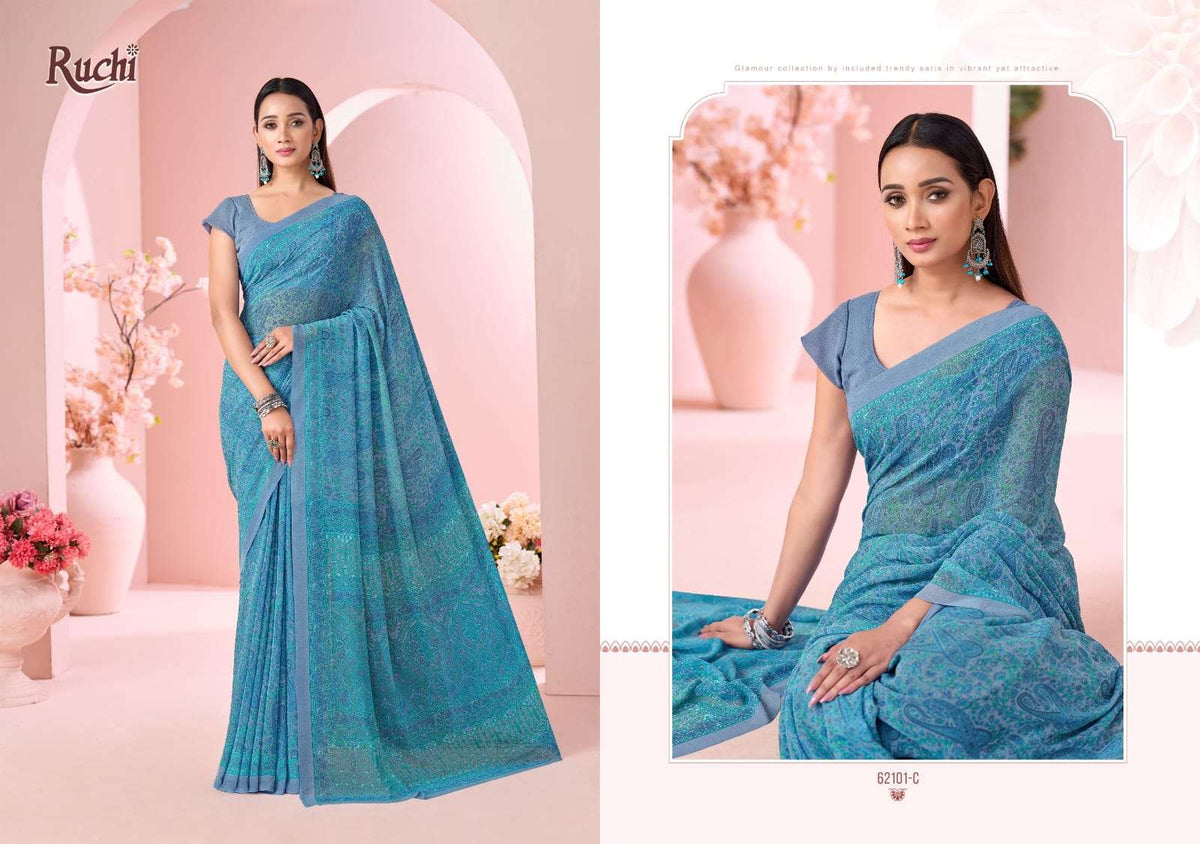 Ruchi Saree Raagini Georgette Vol 45 Georgette Saree Wholesale - Amrah Wholesale