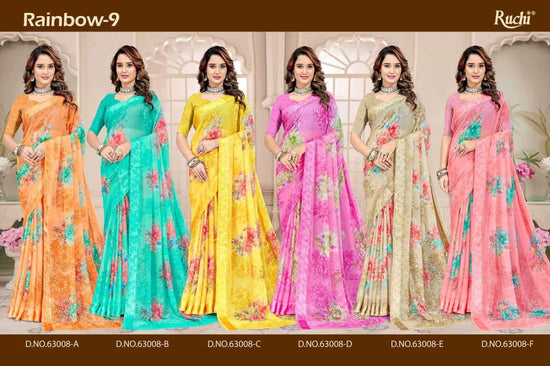 Ruchi Saree Rainbow Vol 9 Chiffon Fancy Saree Collection - Amrah Wholesale