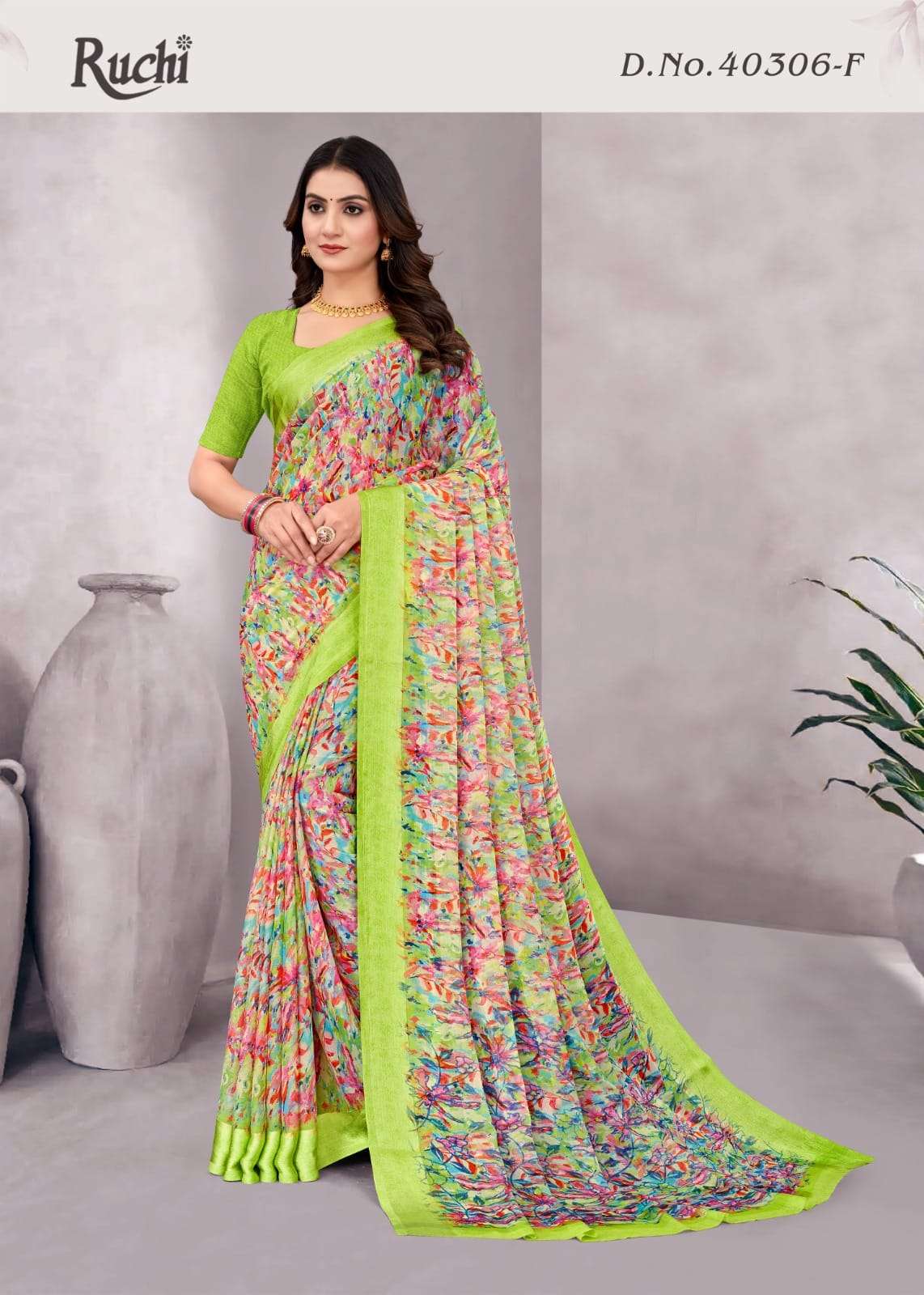 Ruchi Saree Red Velvet Chiffon Printed Saree - Amrah Wholesale