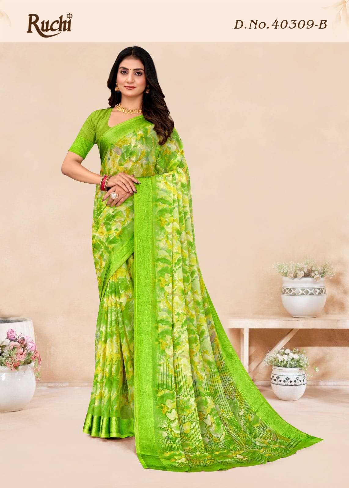 Ruchi Saree Red Velvet Chiffon Printed Saree - Amrah Wholesale