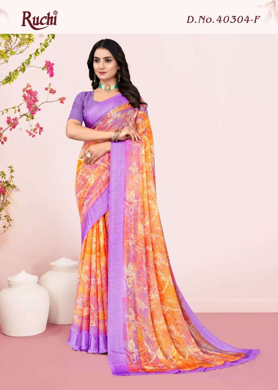 Ruchi Saree Red Velvet Chiffon Printed Saree - Amrah Wholesale