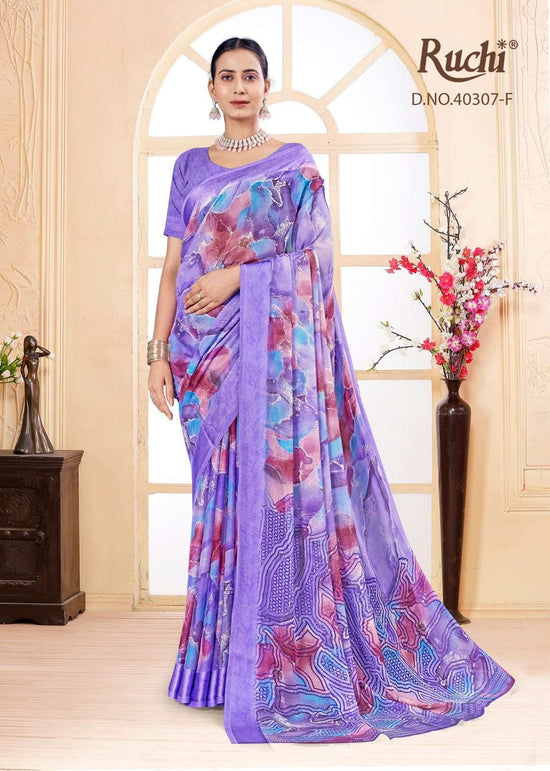 Ruchi Saree Red Velvet Chiffon Printed Saree