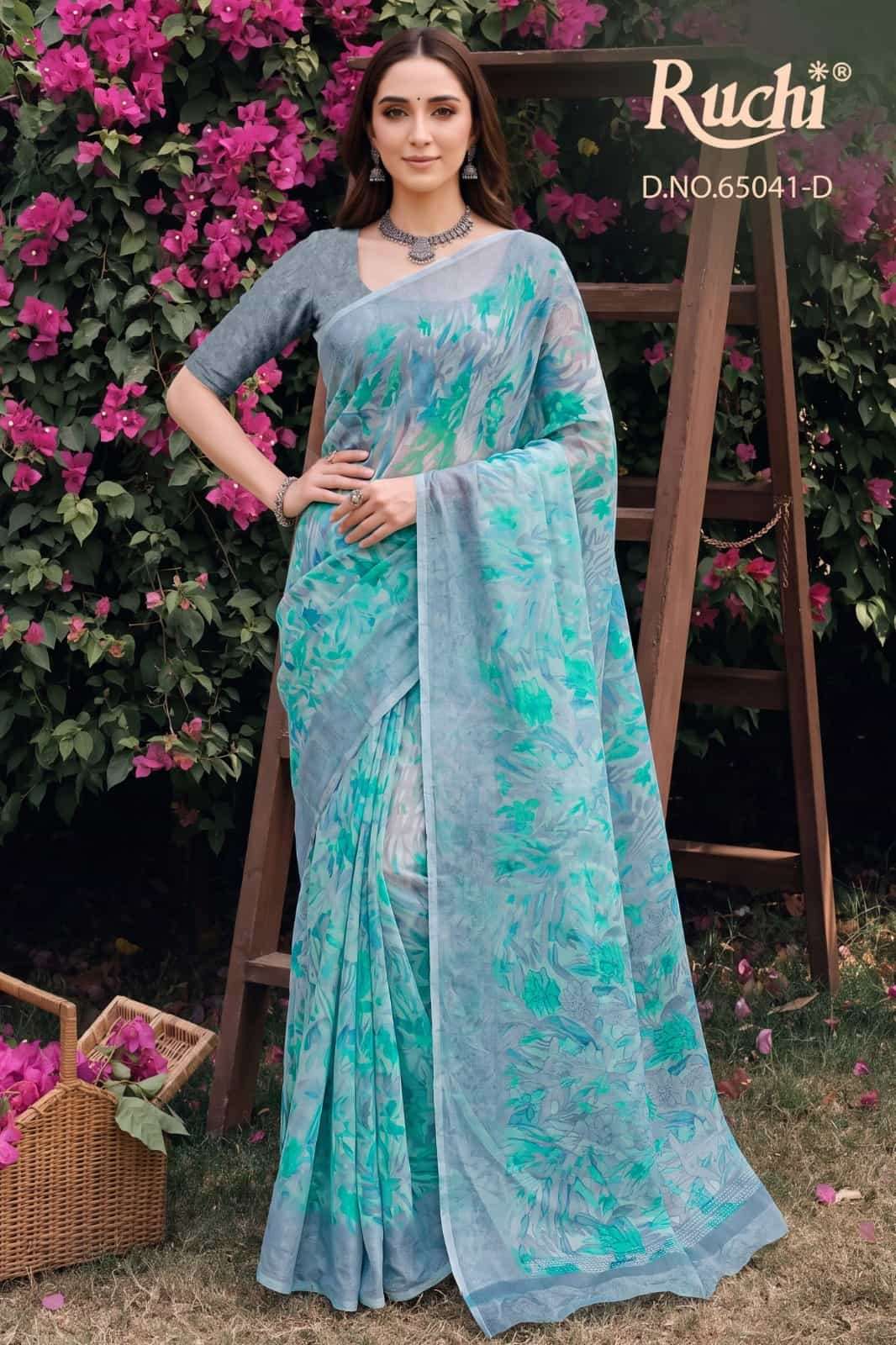 Ruchi Saree Saffron Chiffon Vol 272 Printed Chiffon Saree - Amrah Wholesale