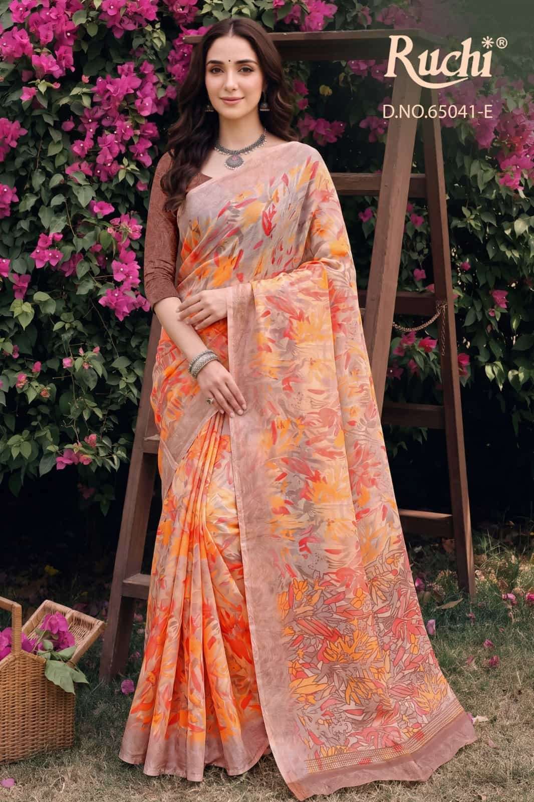 Ruchi Saree Saffron Chiffon Vol 272 Printed Chiffon Saree