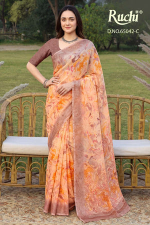 Ruchi Saree Saffron Chiffon Vol 273 Chiffon Printed Saree
