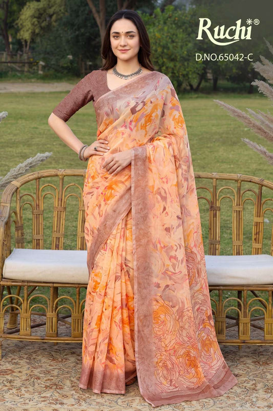 Ruchi Saree Saffron Chiffon Vol 273 Chiffon Printed Saree