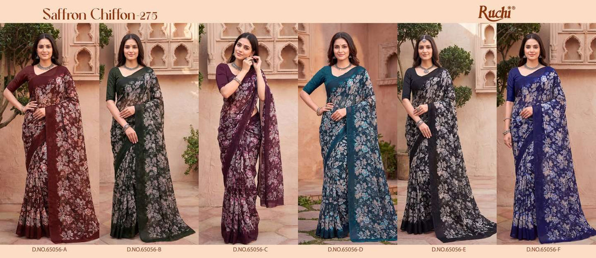 Ruchi Saree Saffron Chiffon Vol 275 Printed Chiffon Saree