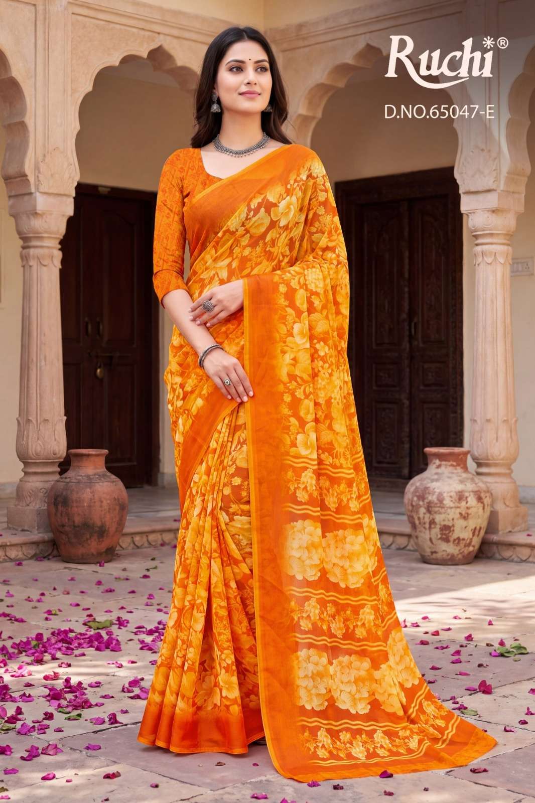 Ruchi Saree Saffron Chiffon Vol 276 Printed Chiffon Saree