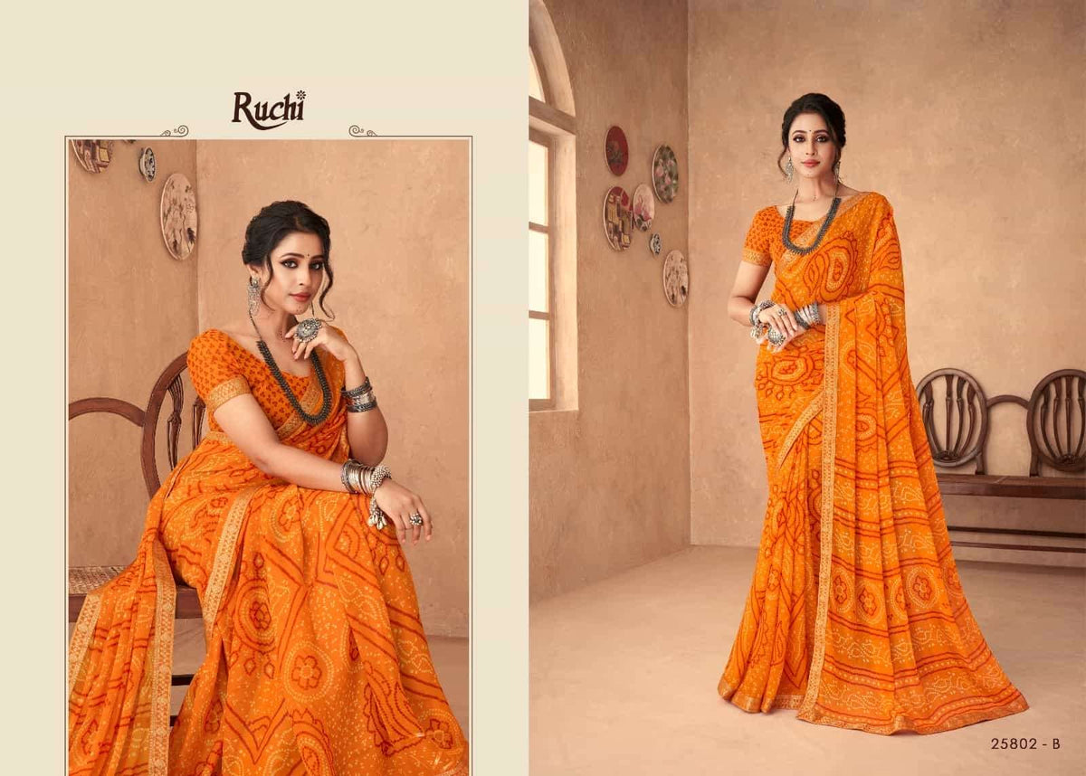 Ruchi Saree Simayaa Vol 18 Chiffon Bandhani Saree - Amrah Wholesale