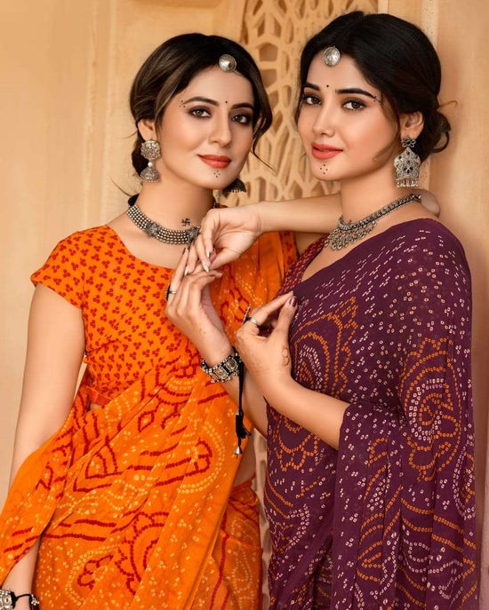 Ruchi Saree Star Chiffon 134th Bandhani Print Chiffon Saree Wholesale Collection