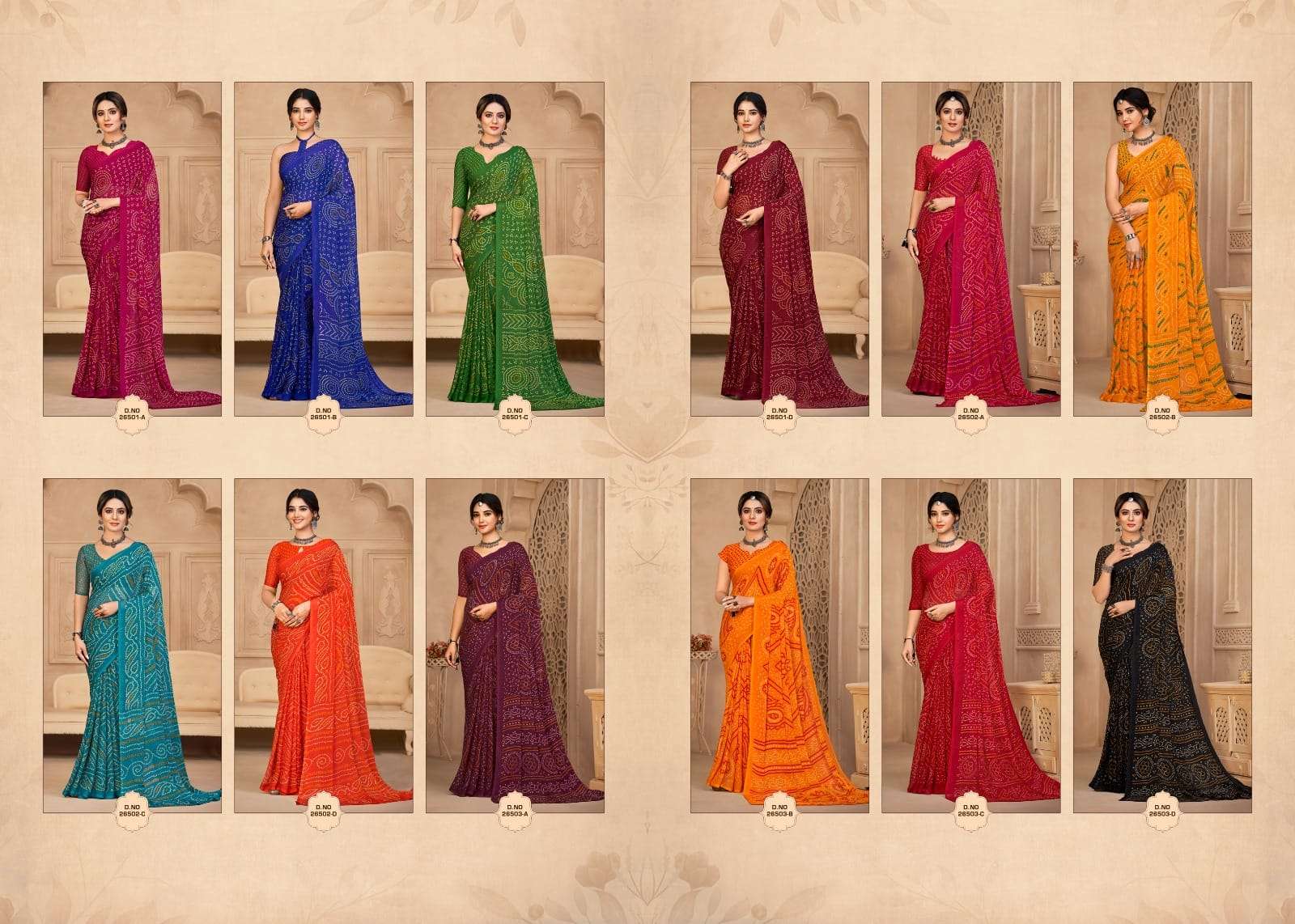 Ruchi Saree Star Chiffon 134th Bandhani Print Chiffon Saree Wholesale Collection