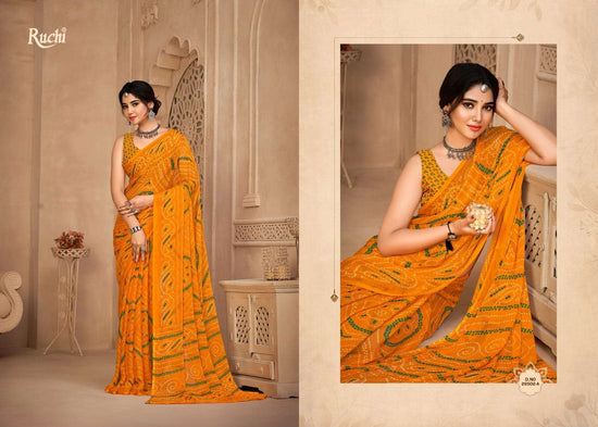 Ruchi Saree Star Chiffon 134th Bandhani Print Chiffon Saree Wholesale Collection