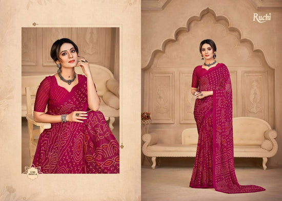 Ruchi Saree Star Chiffon 134th Bandhani Print Chiffon Saree Wholesale Collection