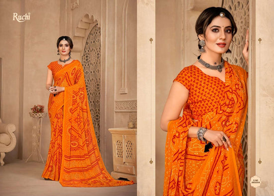Ruchi Saree Star Chiffon 134th Bandhani Print Chiffon Saree Wholesale Collection