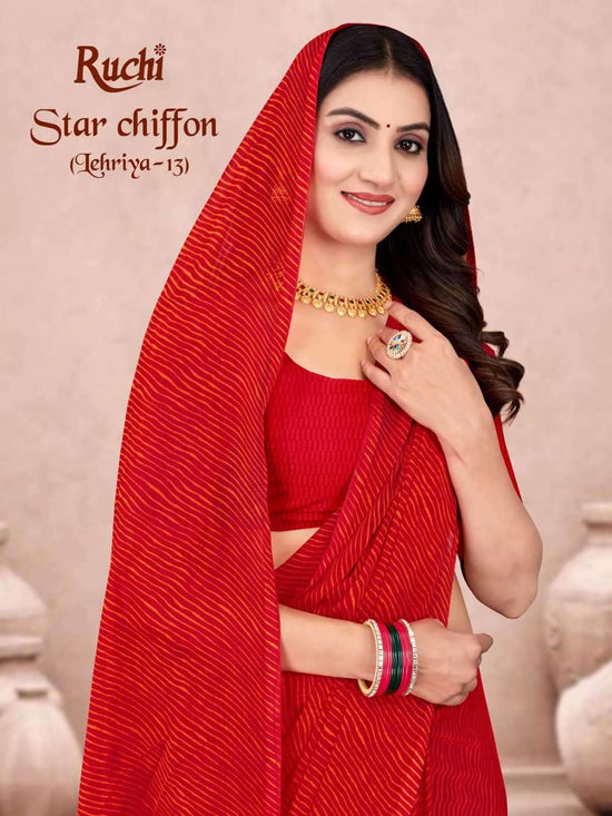 Ruchi Saree Star Chiffon Lehriya 13 Chiffon Saree
