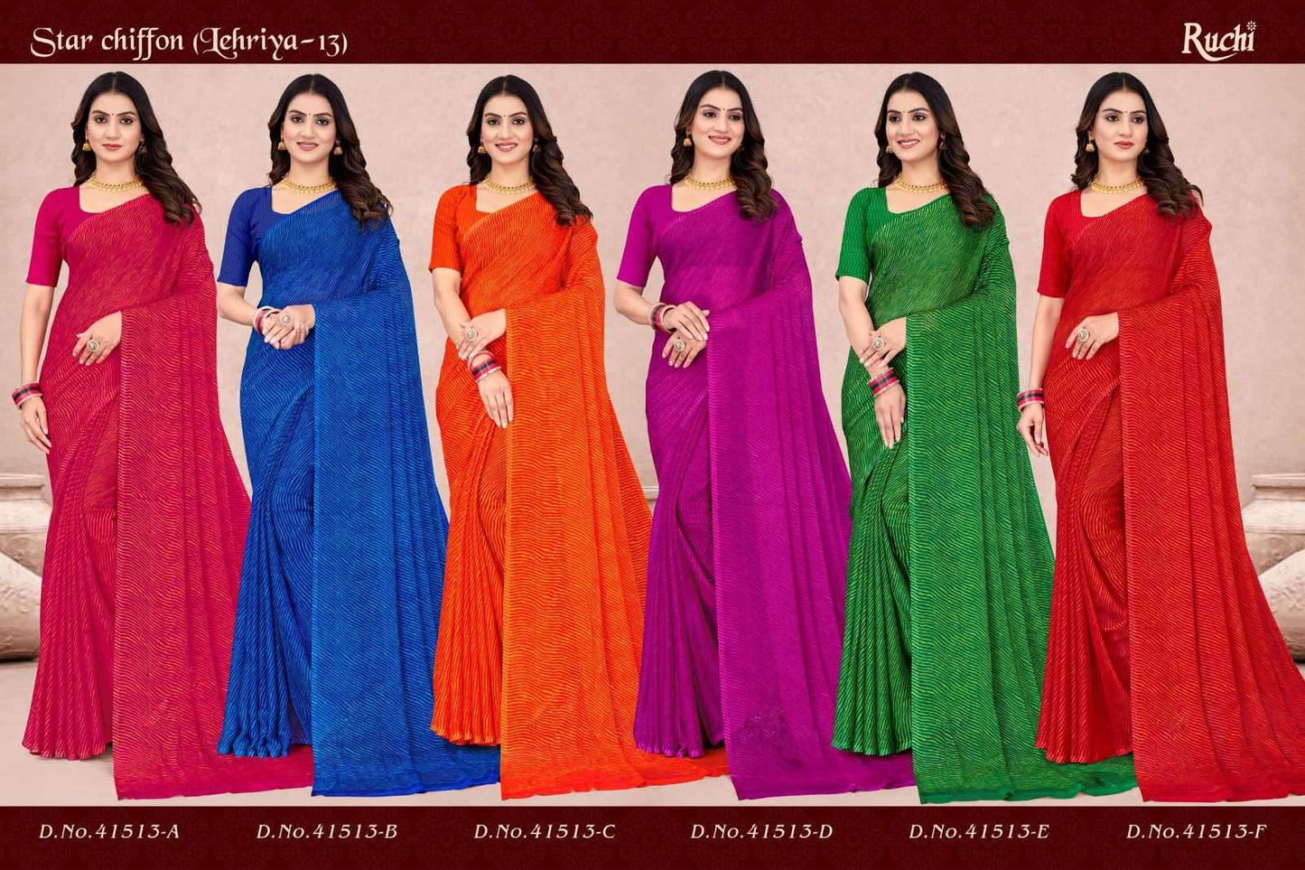 Ruchi Saree Star Chiffon Lehriya 13 Chiffon Saree