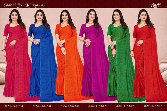 Ruchi Saree Star Chiffon Lehriya 13 Chiffon Saree
