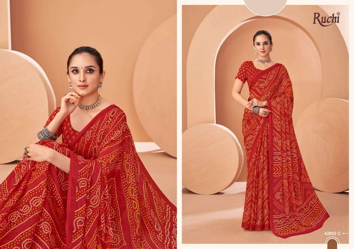 Ruchi Saree Super Star Vol Chiffon 195 Saree - Amrah Wholesale