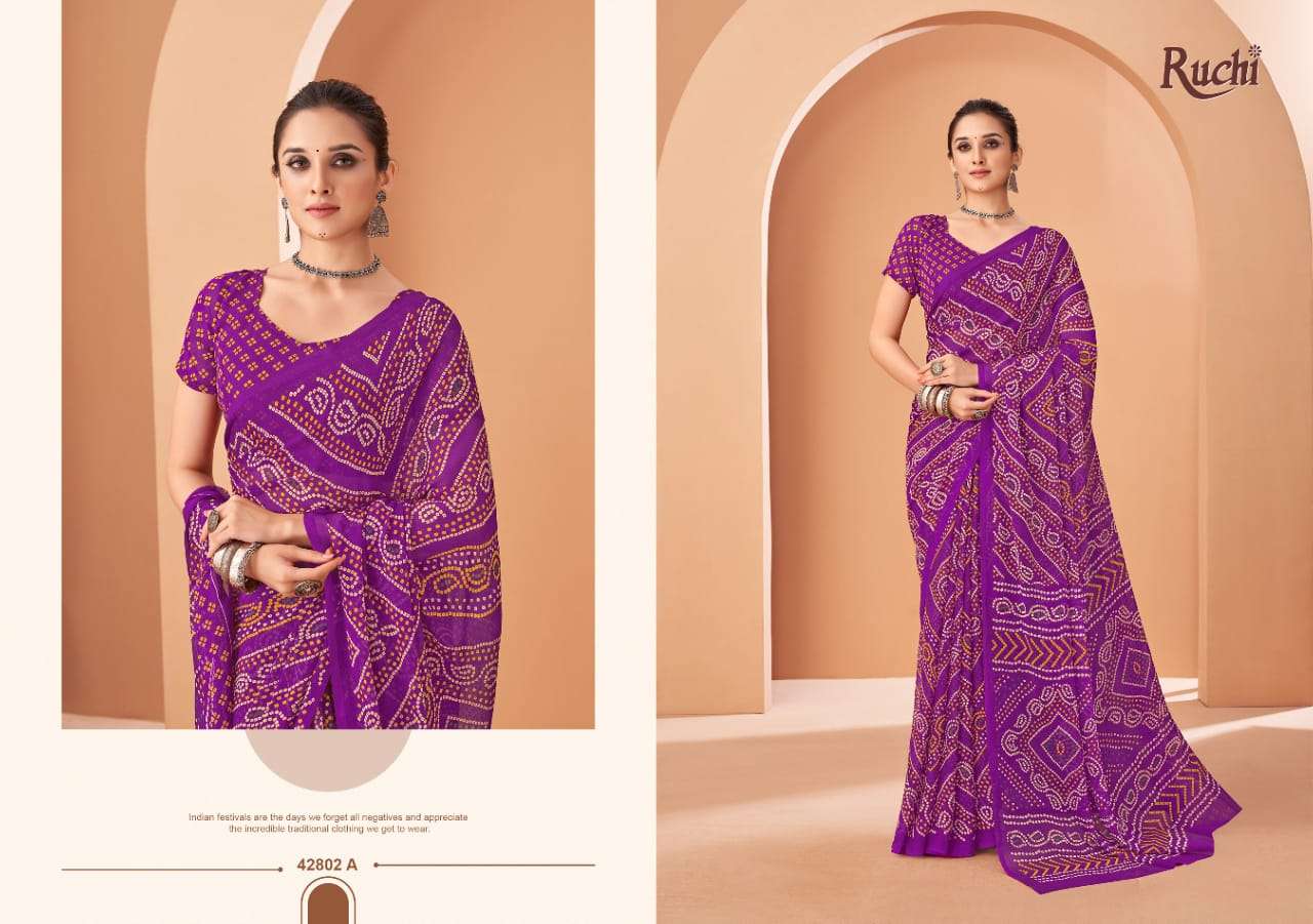 Ruchi Saree Super Star Vol Chiffon 195 Saree - Amrah Wholesale