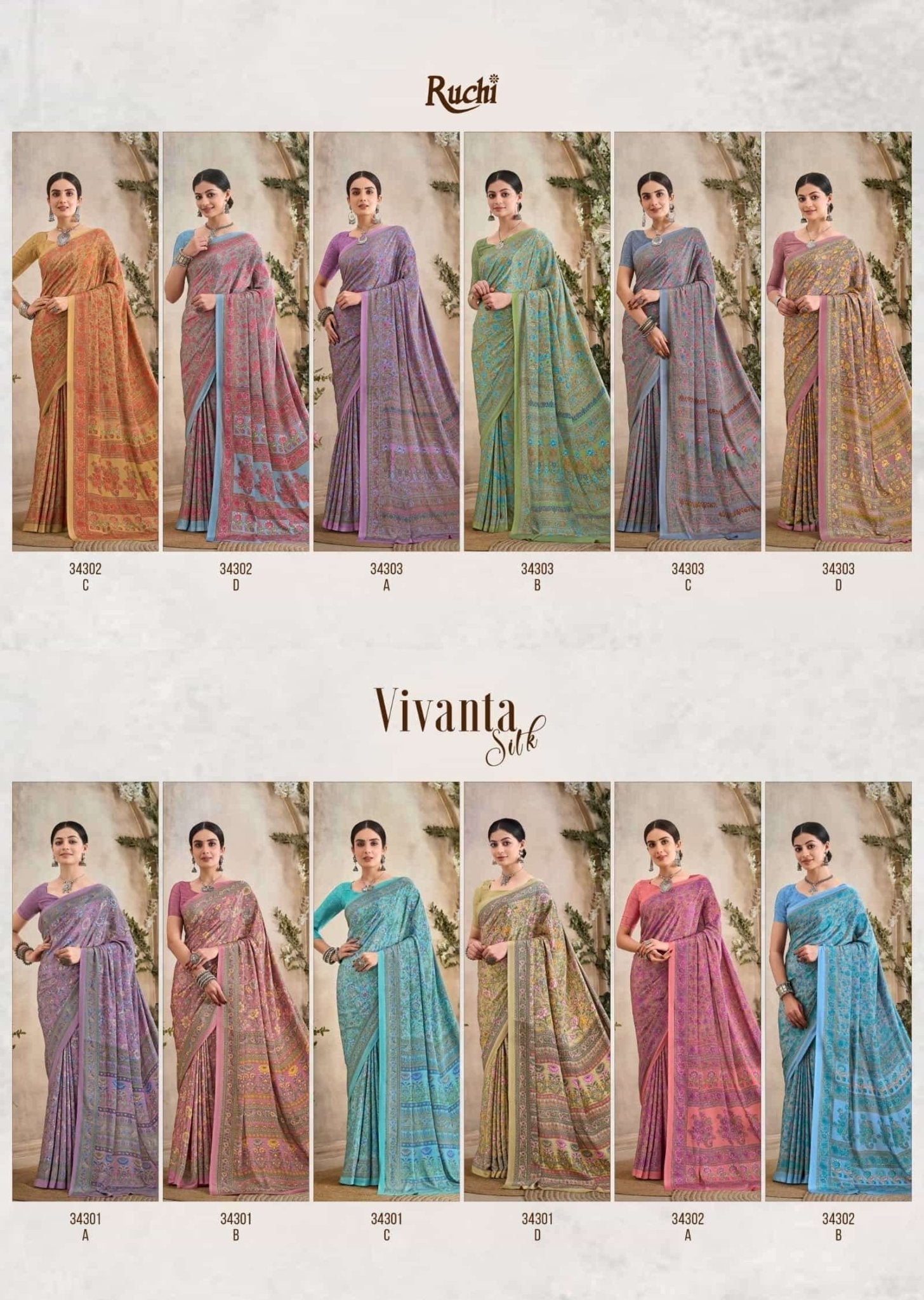 Ruchi Saree Vedanta Silk Vol 36 Silk Crepe Printed Saree - Amrah Wholesale