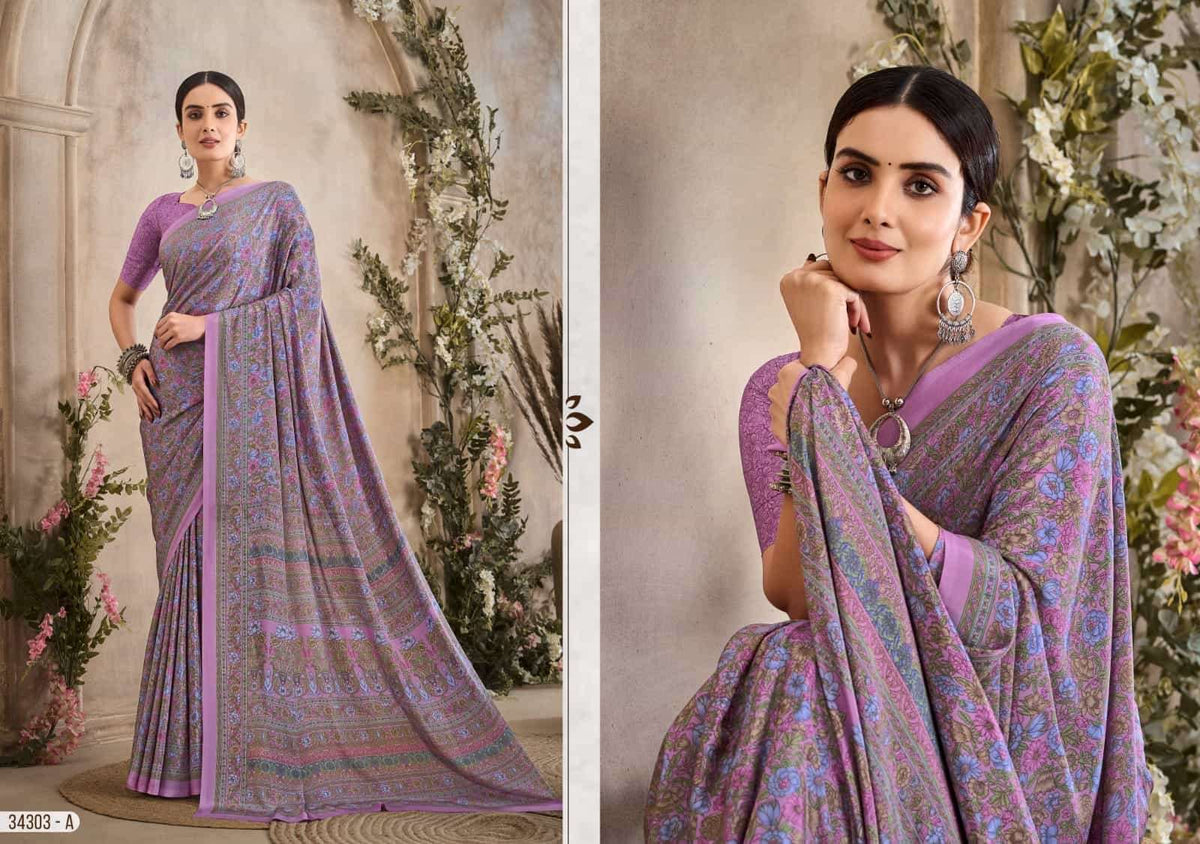 Ruchi Saree Vedanta Silk Vol 36 Silk Crepe Printed Saree - Amrah Wholesale
