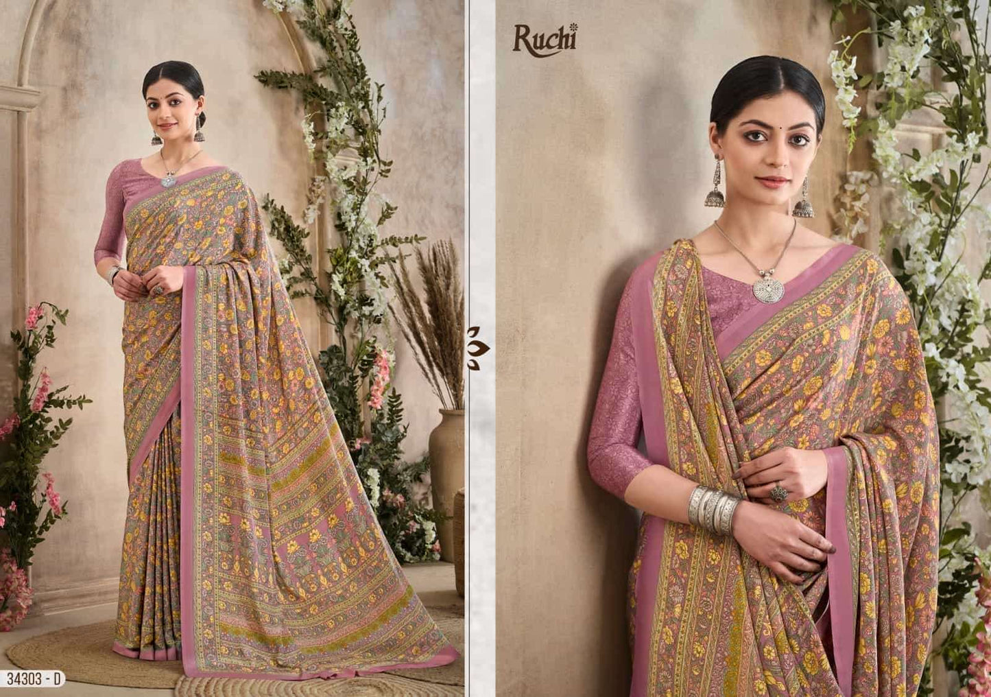 Ruchi Saree Vedanta Silk Vol 36 Silk Crepe Printed Saree - Amrah Wholesale