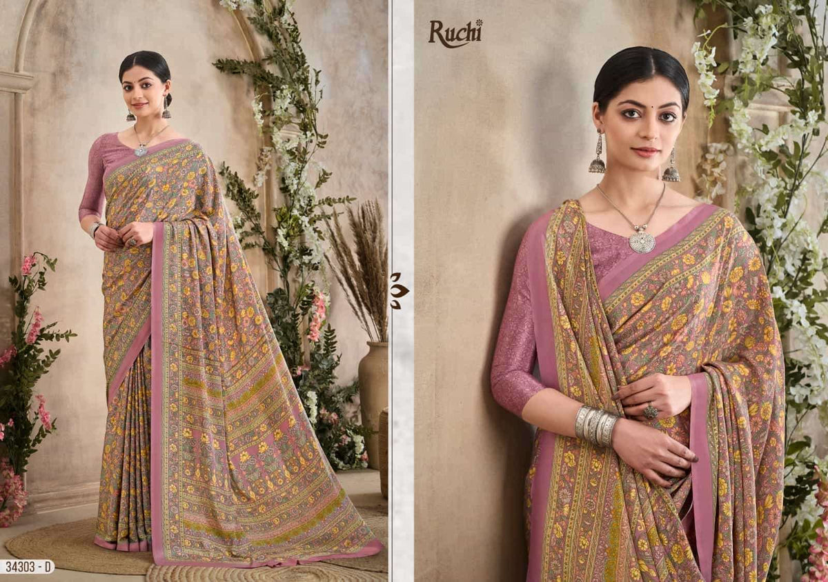 Ruchi Saree Vedanta Silk Vol 36 Silk Crepe Printed Saree - Amrah Wholesale