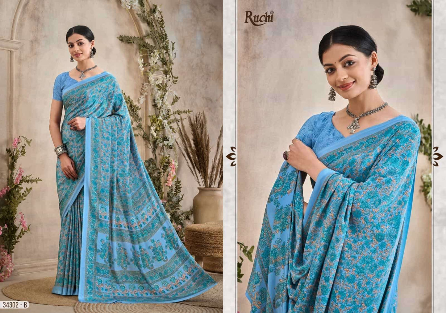 Ruchi Saree Vedanta Silk Vol 36 Silk Crepe Printed Saree - Amrah Wholesale