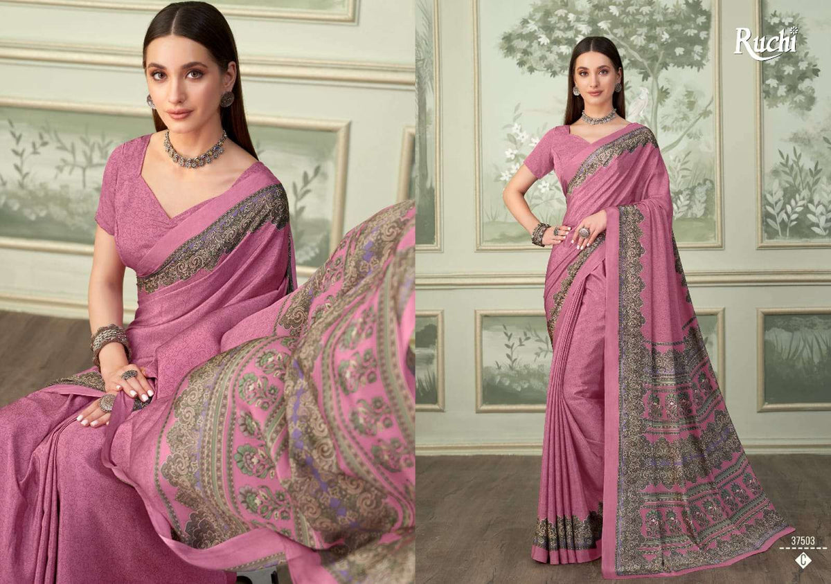 Ruchi Saree Vedanta Silk Vol 37 Premium Silk Crepe Saree Collection - Amrah Wholesale
