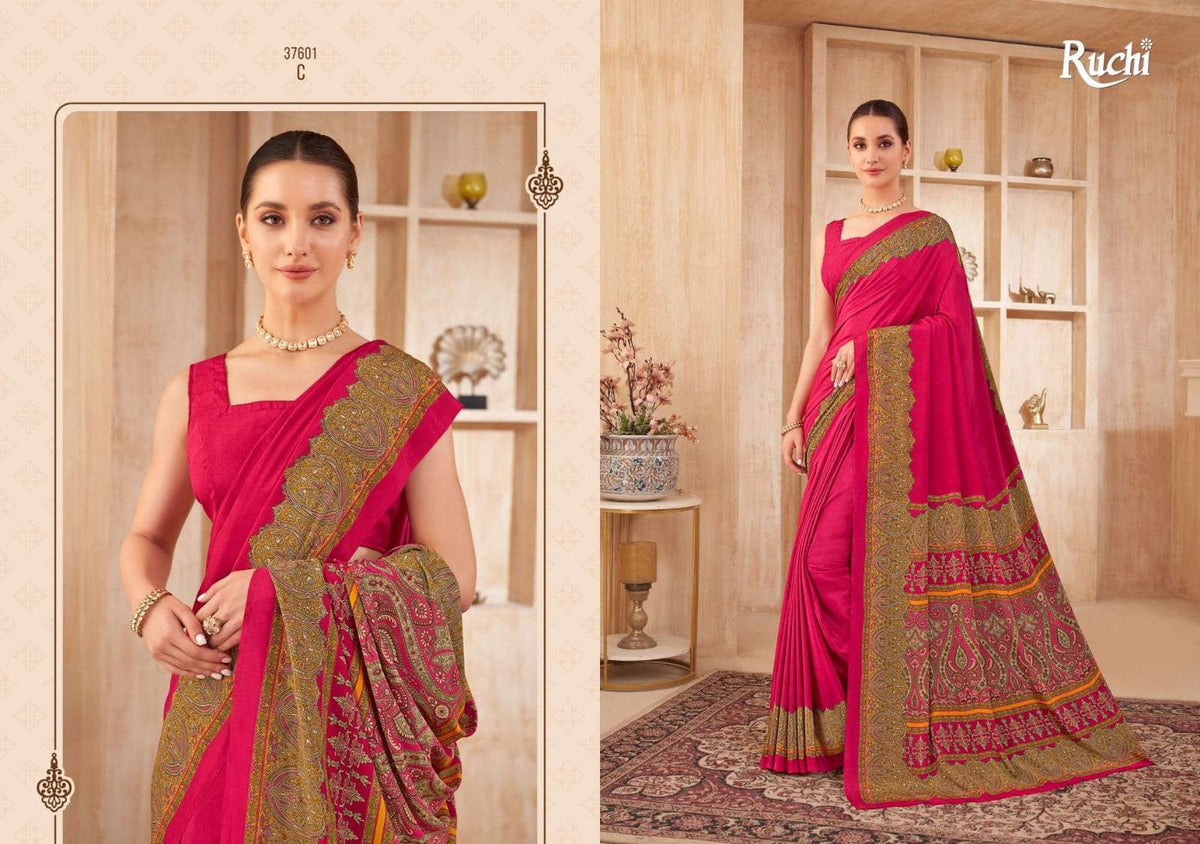 Ruchi Saree Vedanta Silk Vol 38 Crape Printed Saree - Amrah Wholesale