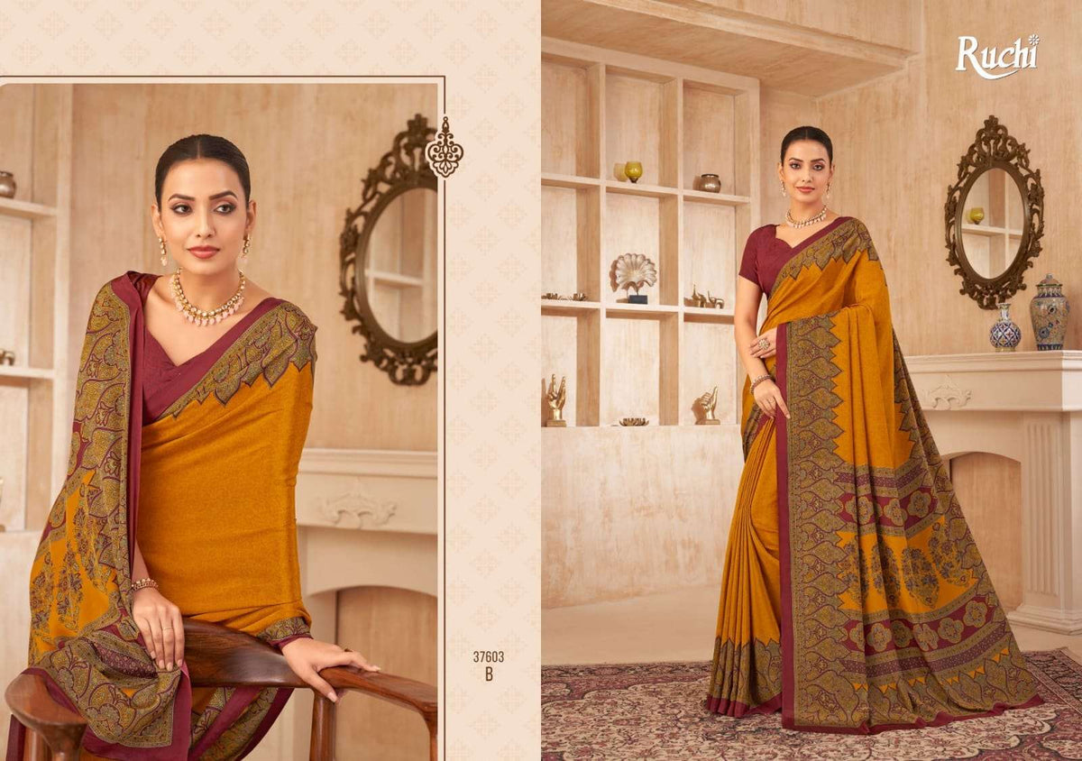 Ruchi Saree Vedanta Silk Vol 38 Crape Printed Saree