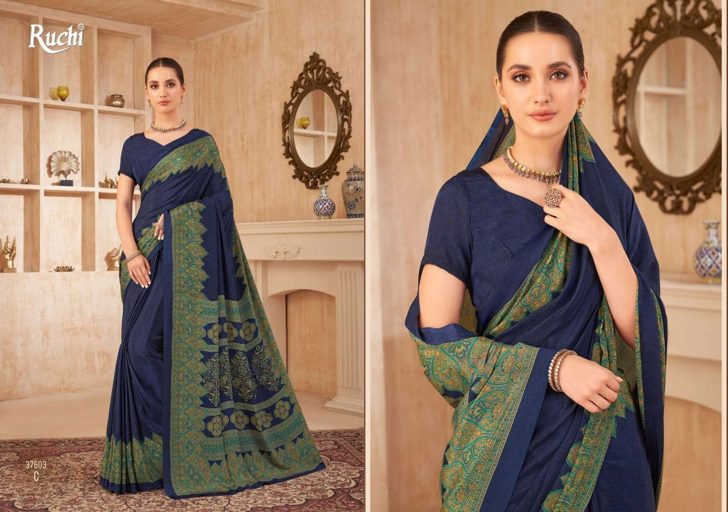 Ruchi Saree Vedanta Silk Vol 38 Crape Printed Saree