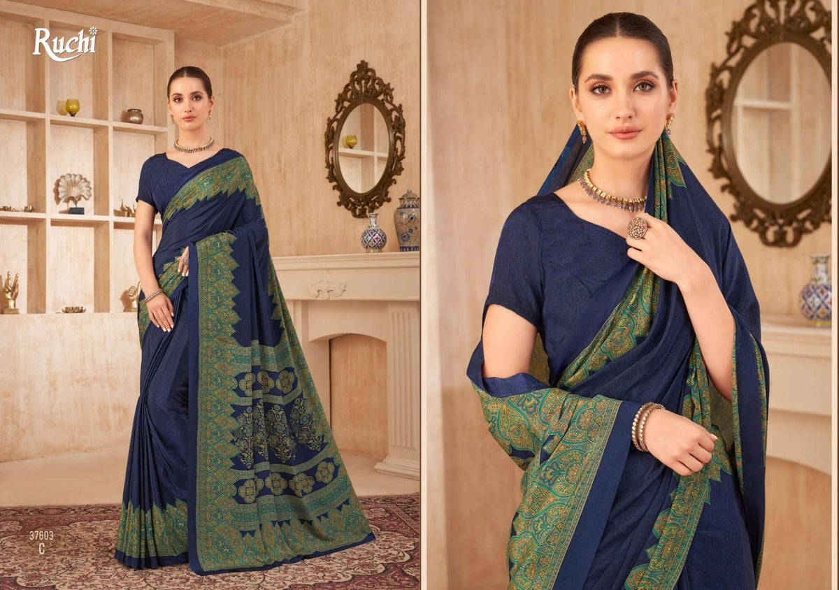 Ruchi Saree Vedanta Silk Vol 38 Crape Printed Saree