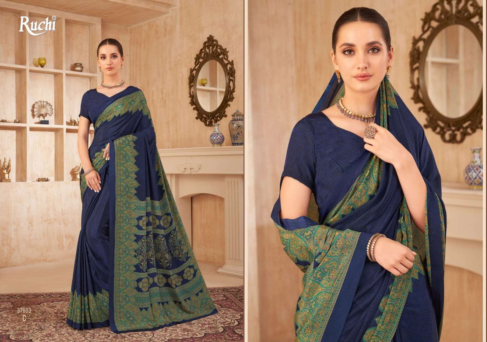 Ruchi Saree Vedanta Silk Vol 38 Crape Printed Saree