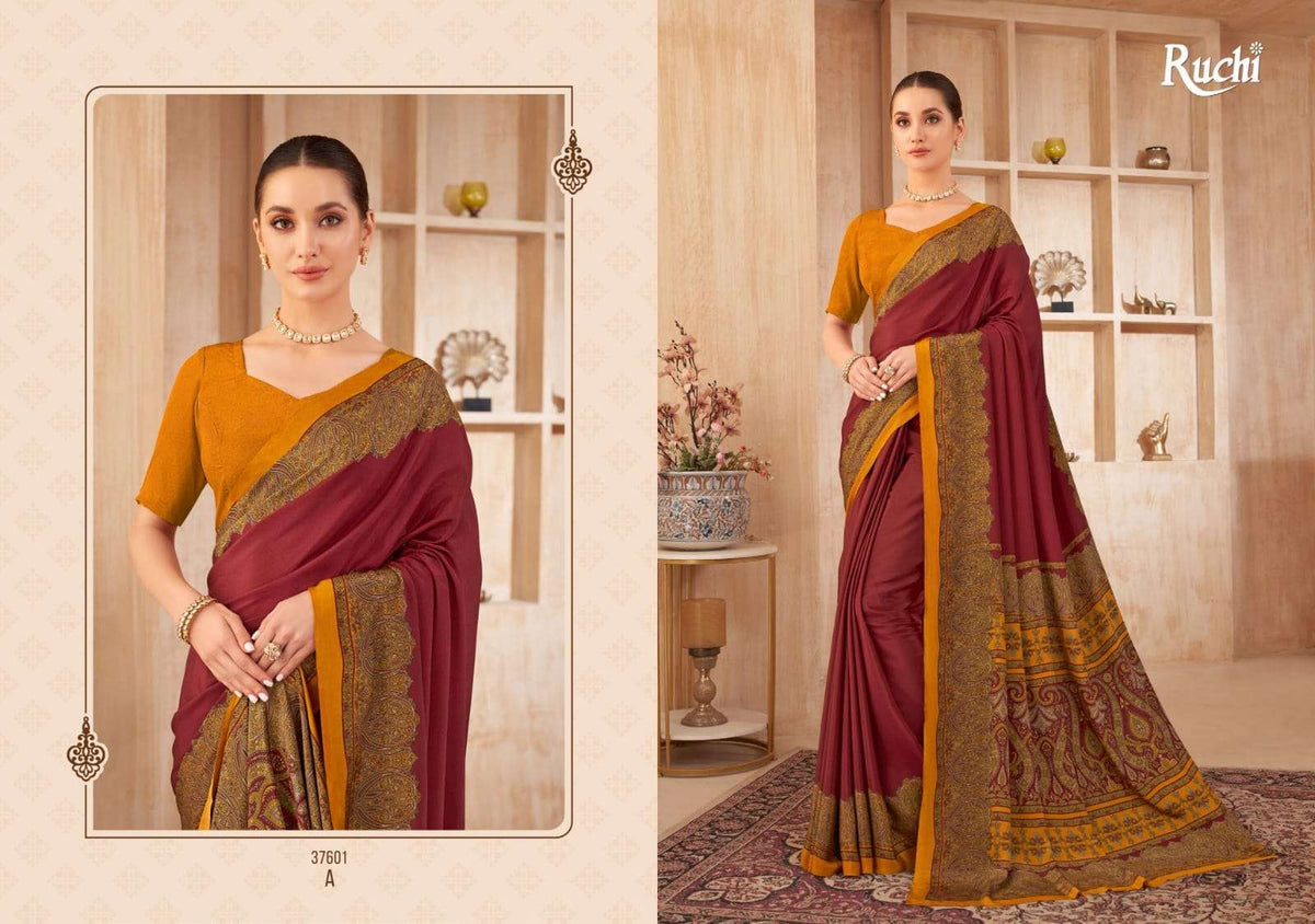 Ruchi Saree Vedanta Silk Vol 38 Crape Printed Saree