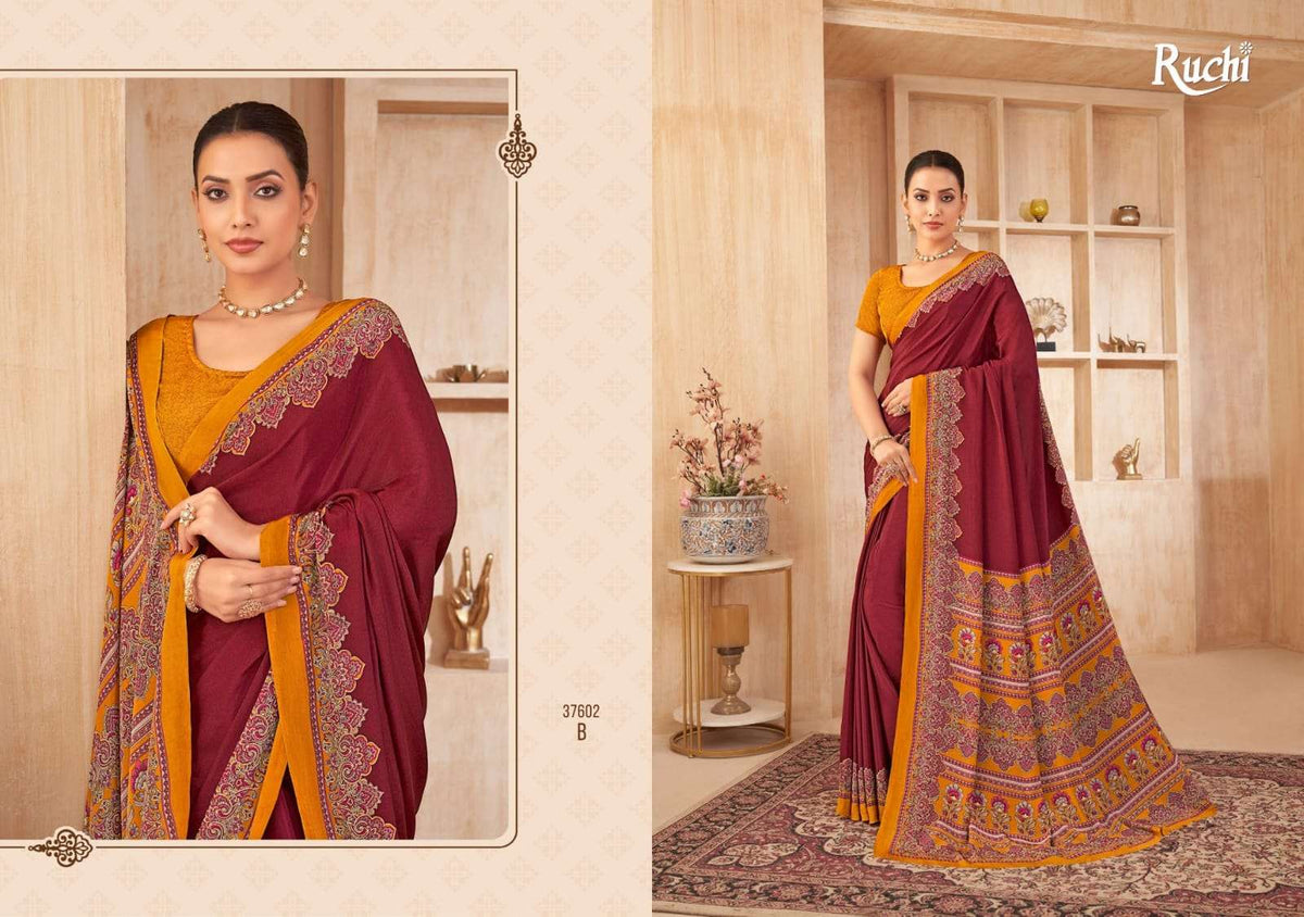 Ruchi Saree Vedanta Silk Vol 38 Crape Printed Saree