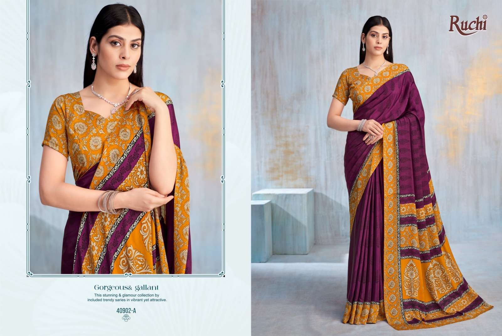 Ruchi Saree Vedanta Silk Vol 42 Crape Saree - Amrah Wholesale