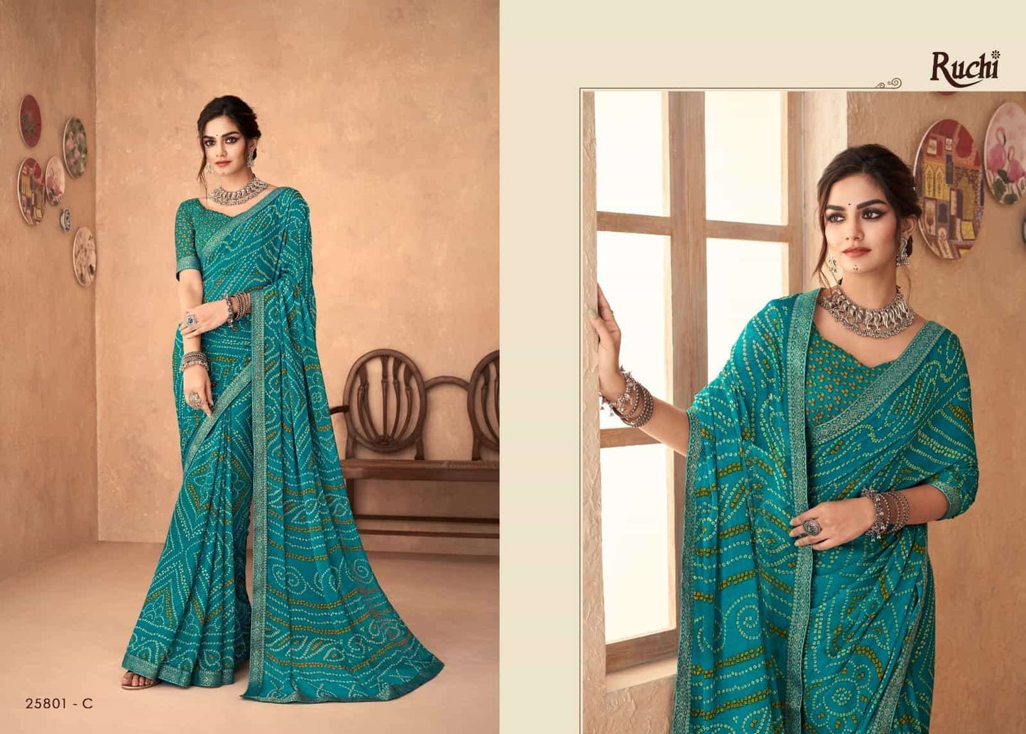 Ruchi Saree Simayaa Vol 18 Chiffon Bandhani Saree