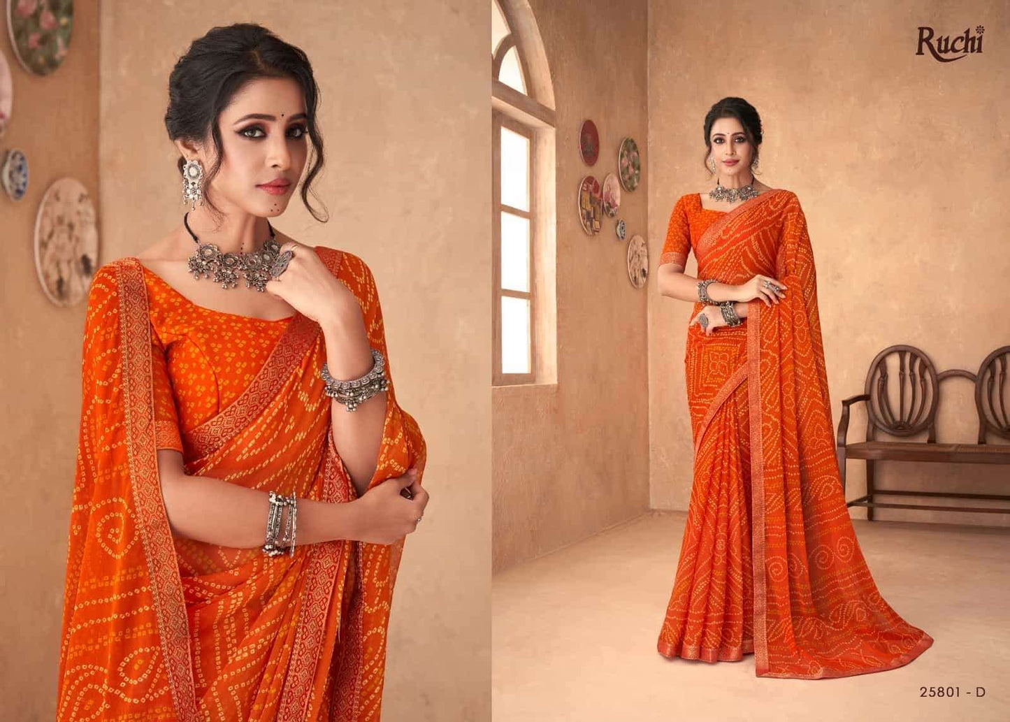 Ruchi Saree Simayaa Vol 18 Chiffon Bandhani Saree