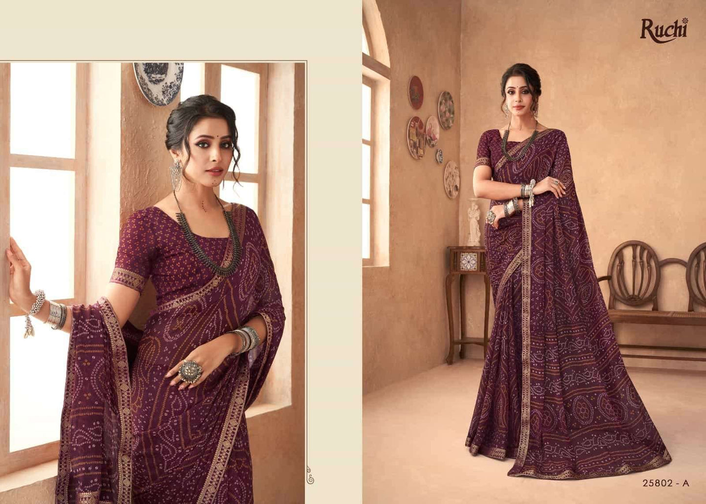 Ruchi Saree Simayaa Vol 18 Chiffon Bandhani Saree