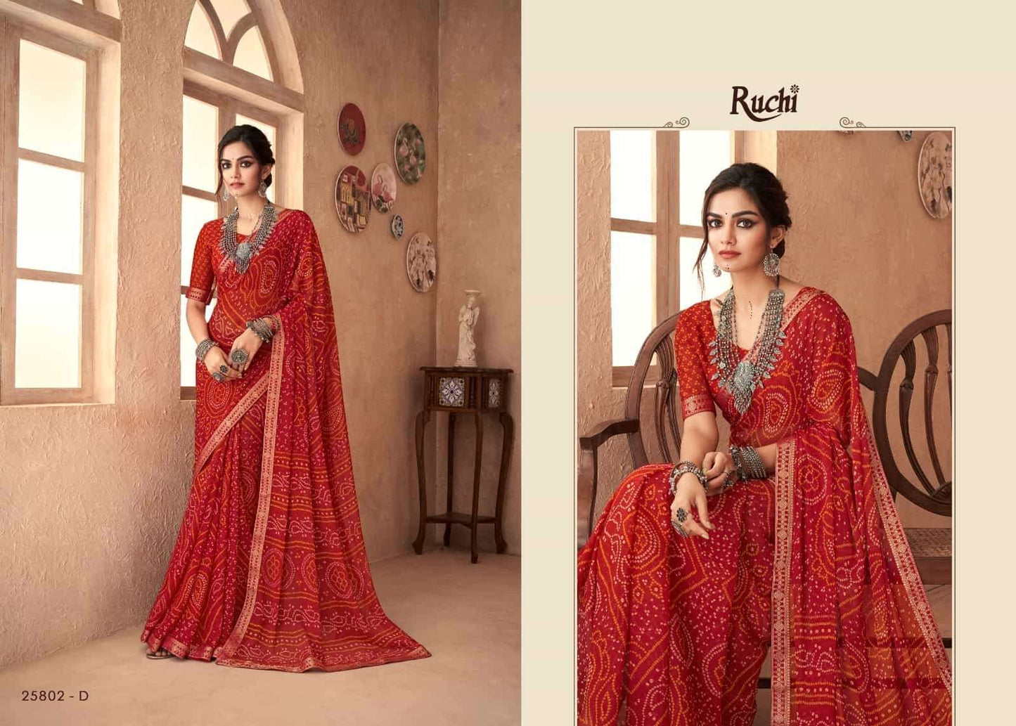 Ruchi Saree Simayaa Vol 18 Chiffon Bandhani Saree