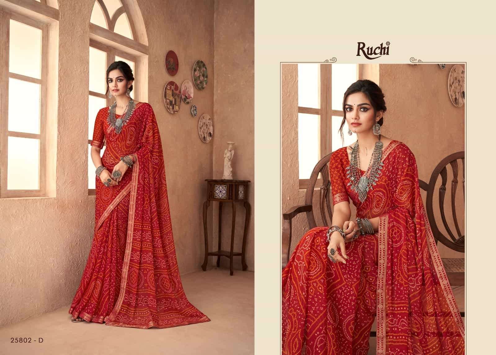 Ruchi Saree Simayaa Vol 18 Chiffon Bandhani Saree