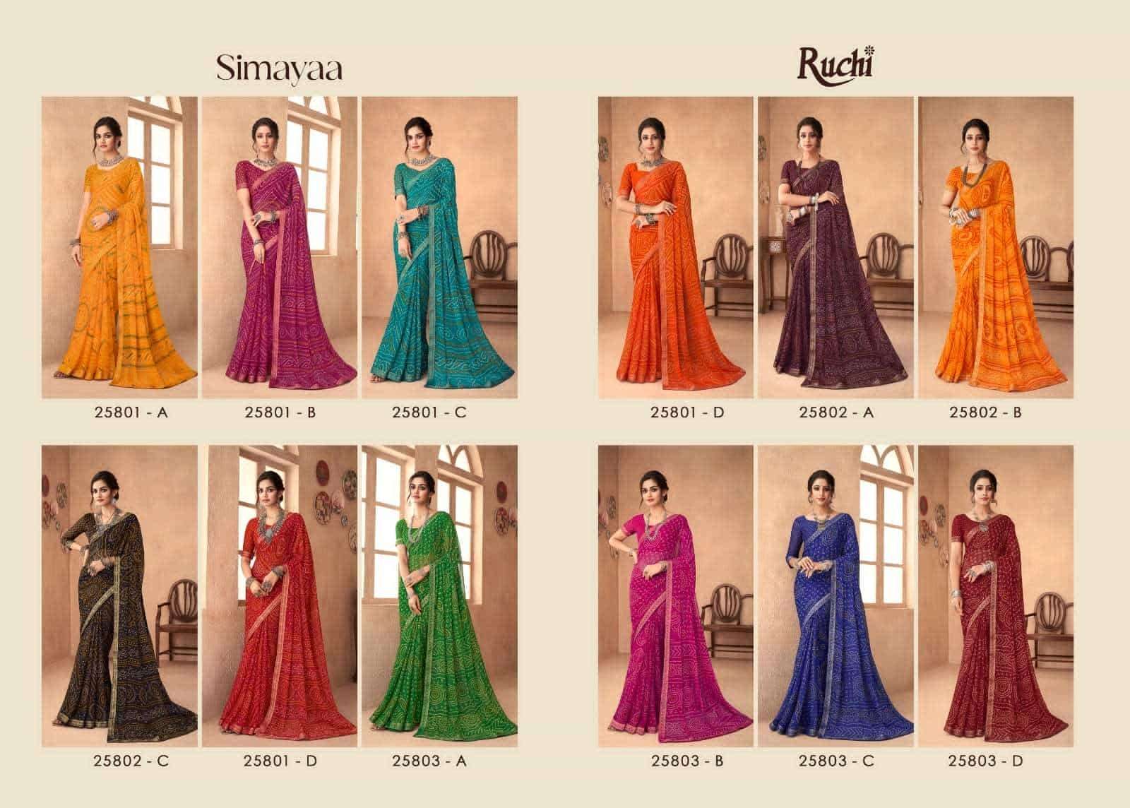 Ruchi Saree Simayaa Vol 18 Chiffon Bandhani Saree
