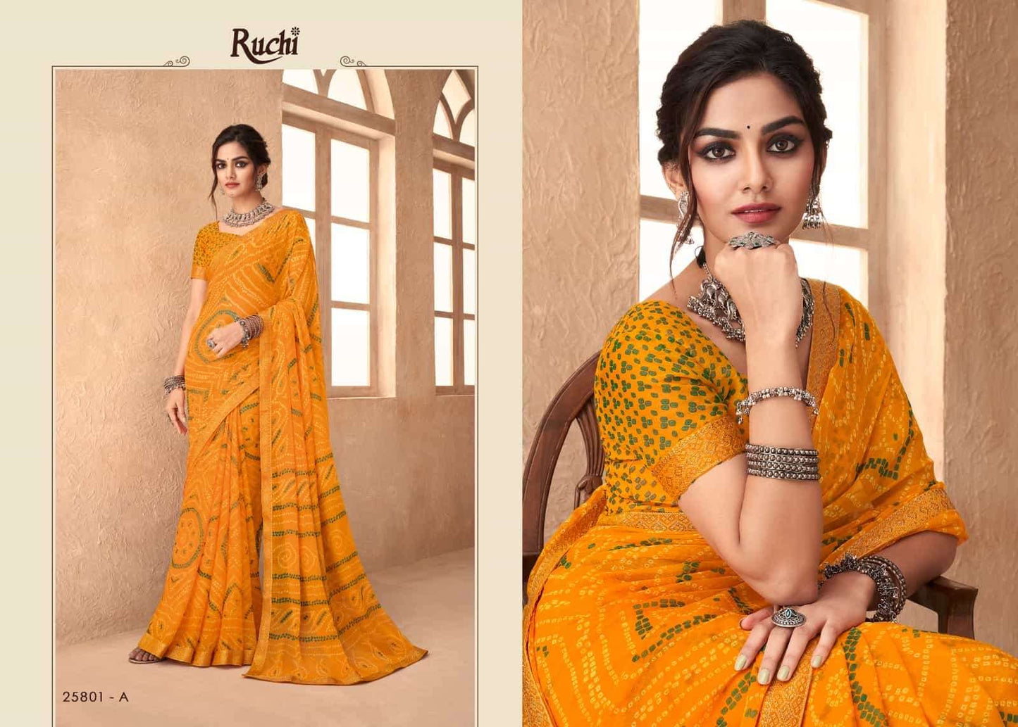 Ruchi Saree Simayaa Vol 18 Chiffon Bandhani Saree