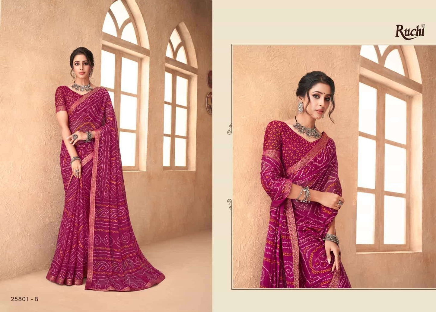 Ruchi Saree Simayaa Vol 18 Chiffon Bandhani Saree